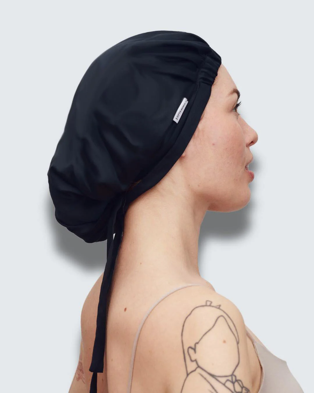 Bamboo Hair Bonnet, Jet Black - Image 4