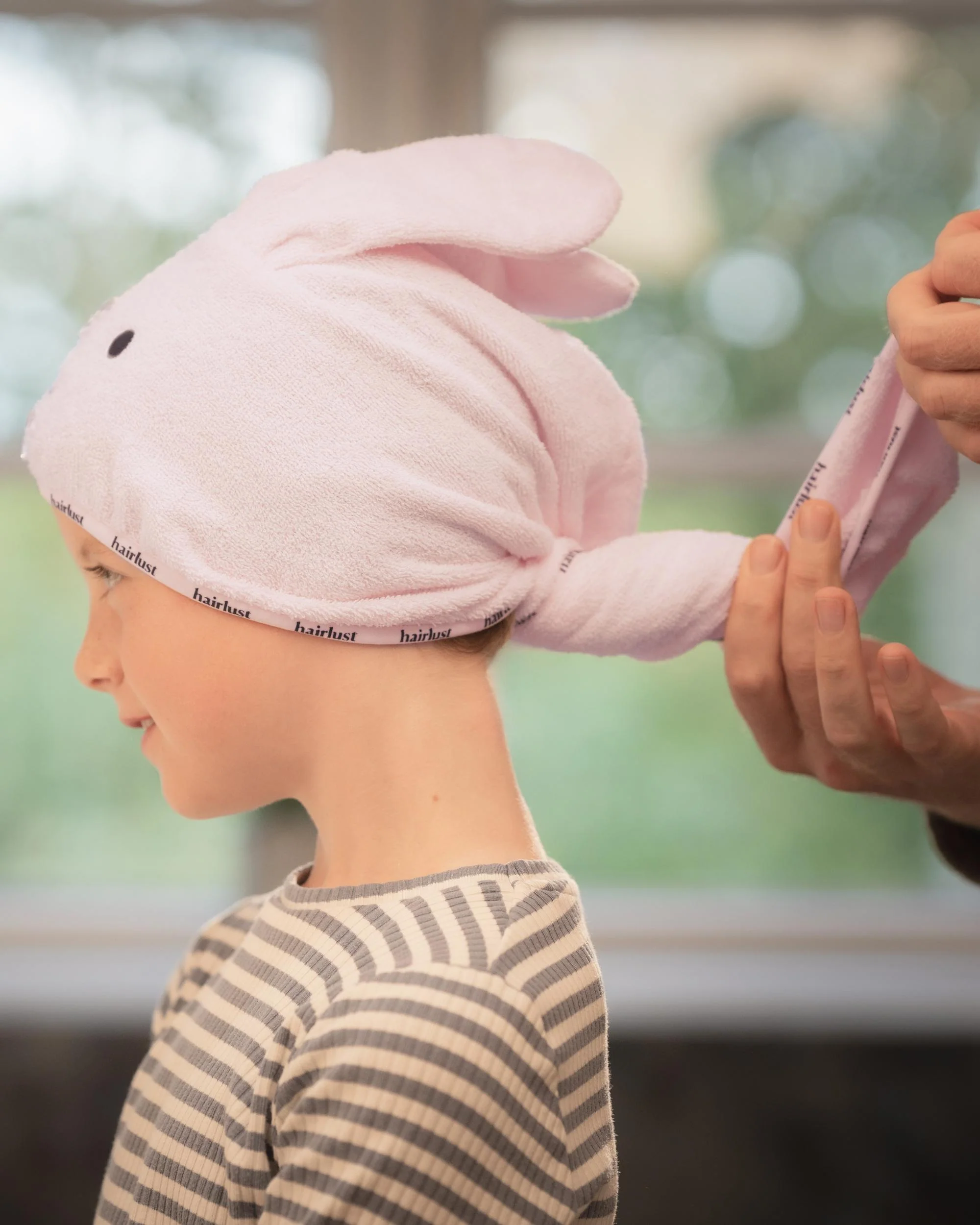 Bamboo Hair Towel Wrap, Kids, Bunny - Image 3