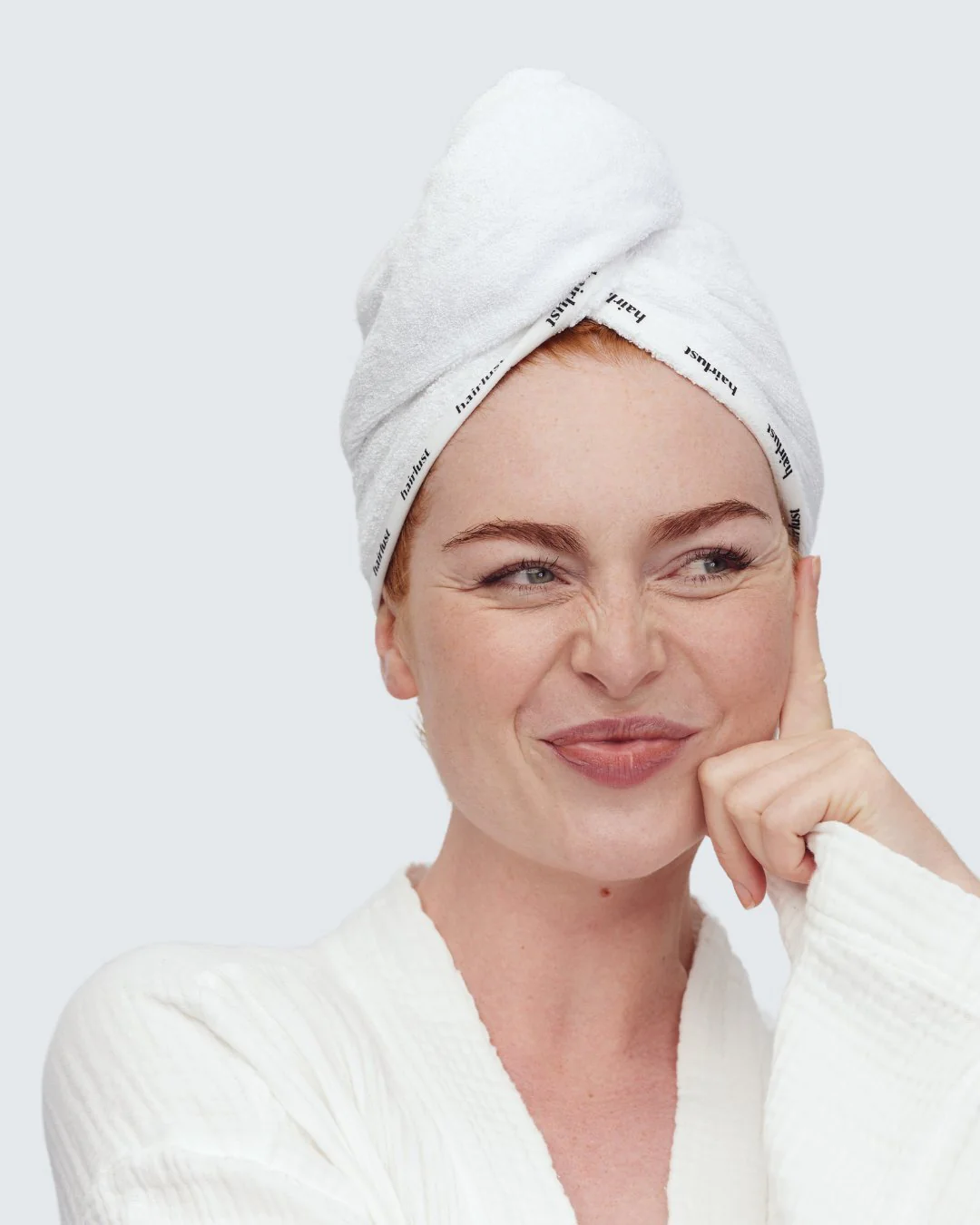 Bamboo Hair Towel Wrap, White - Image 7