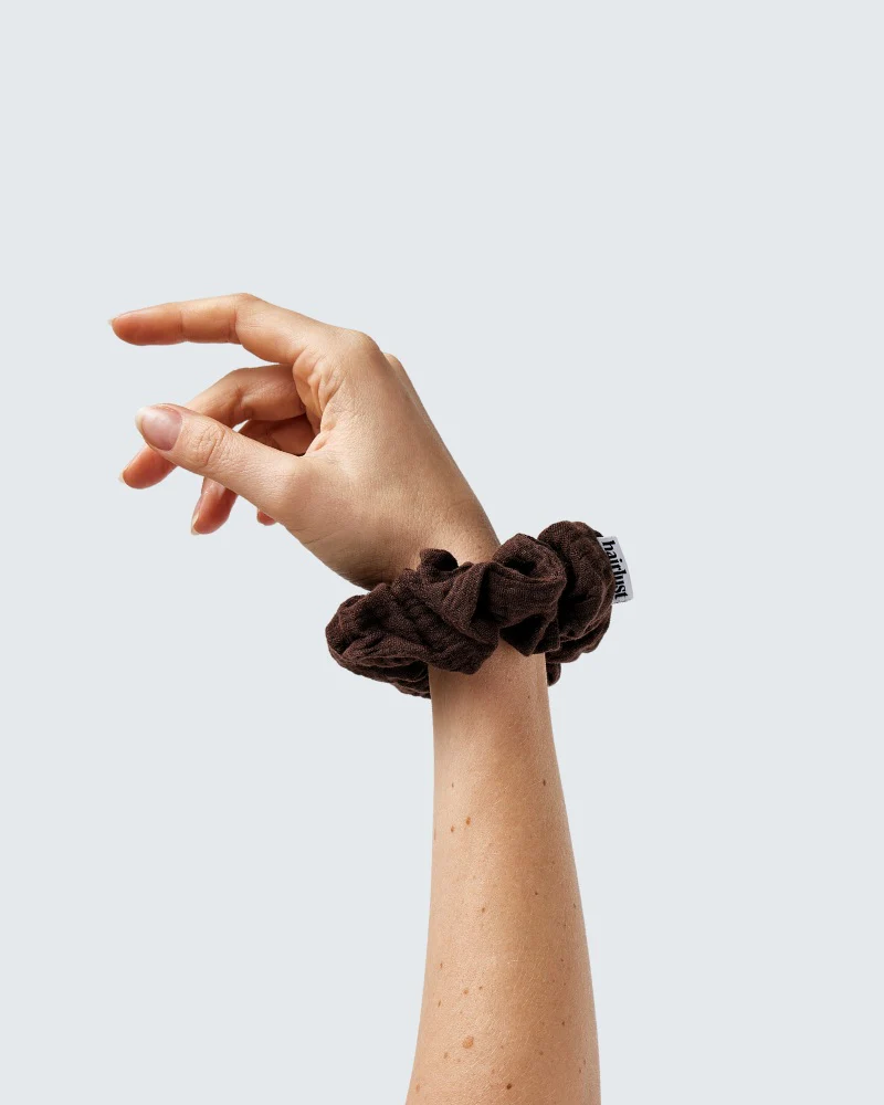Cotton Scrunchies, Medium, 3-Pack, Coffee - Image 3