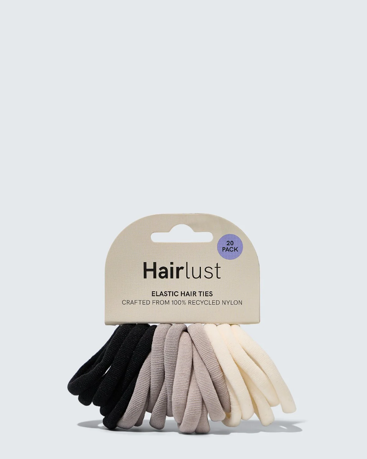Elastic Hair Ties, 20-Pack, White/Gray/Black - Image 5