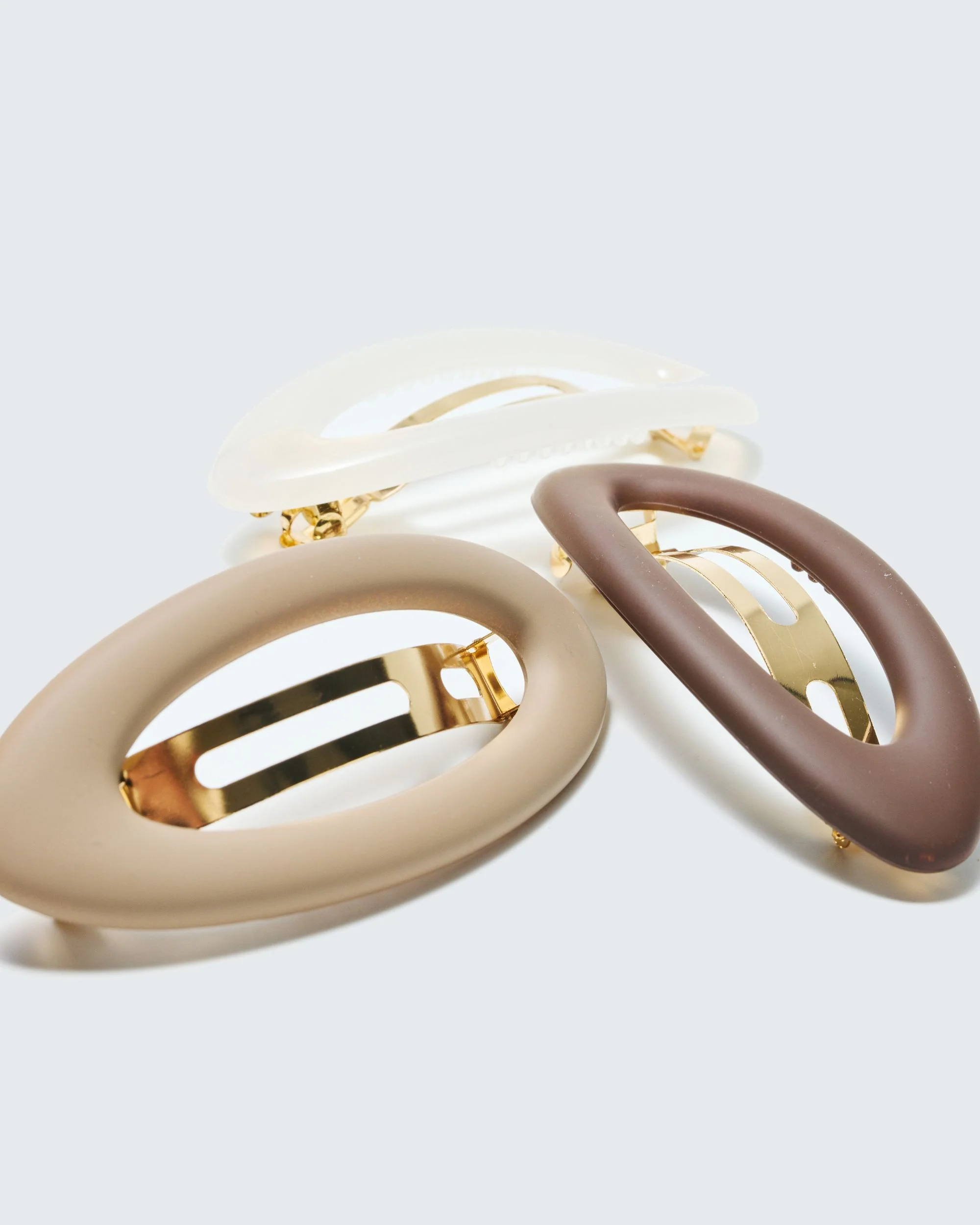 French Barrette Hair Clips, 3-Pack, Coffee - Image 4