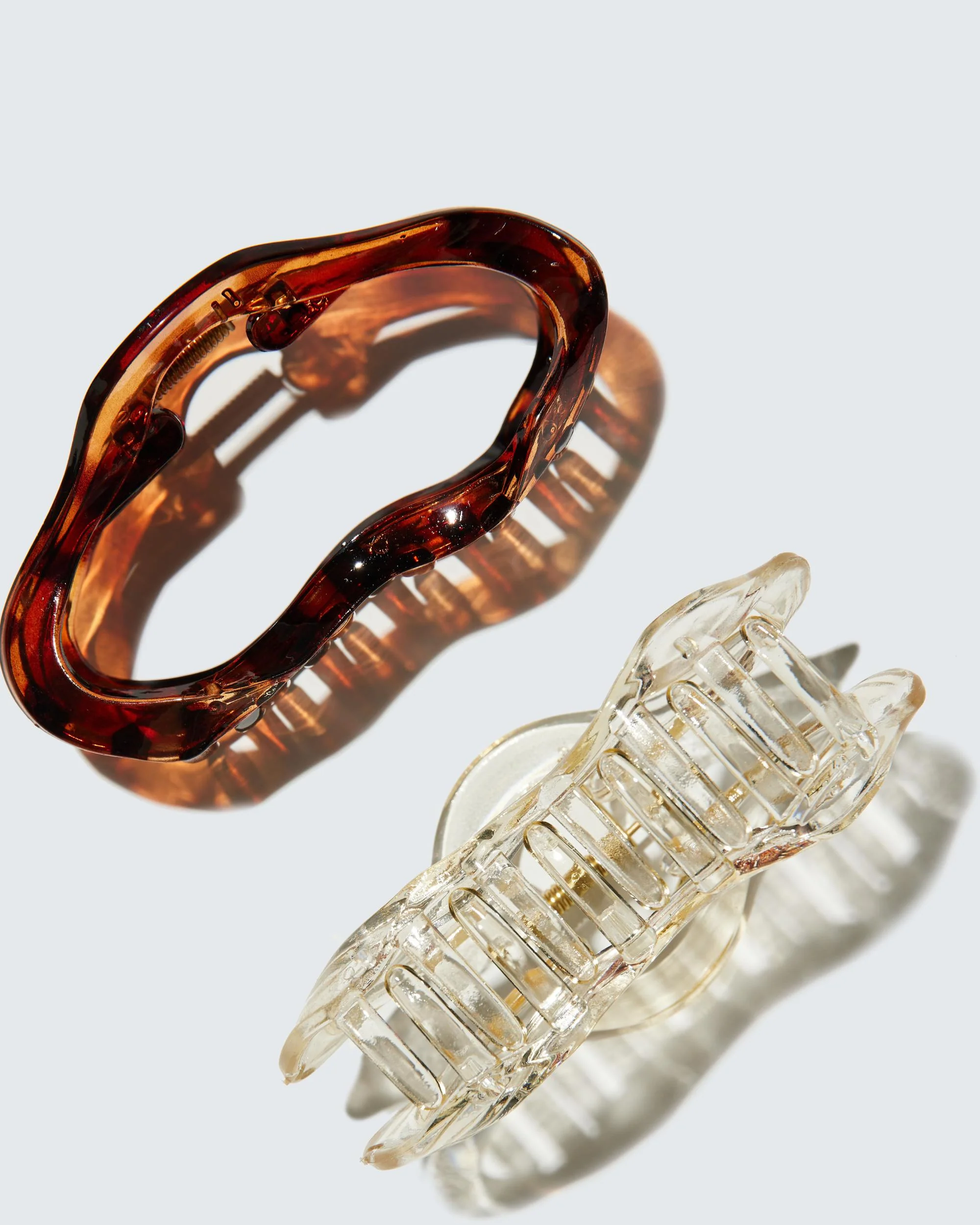 Large Claw Hair Clips, Cloud, 2-Pack, Clear/Amber - Image 3