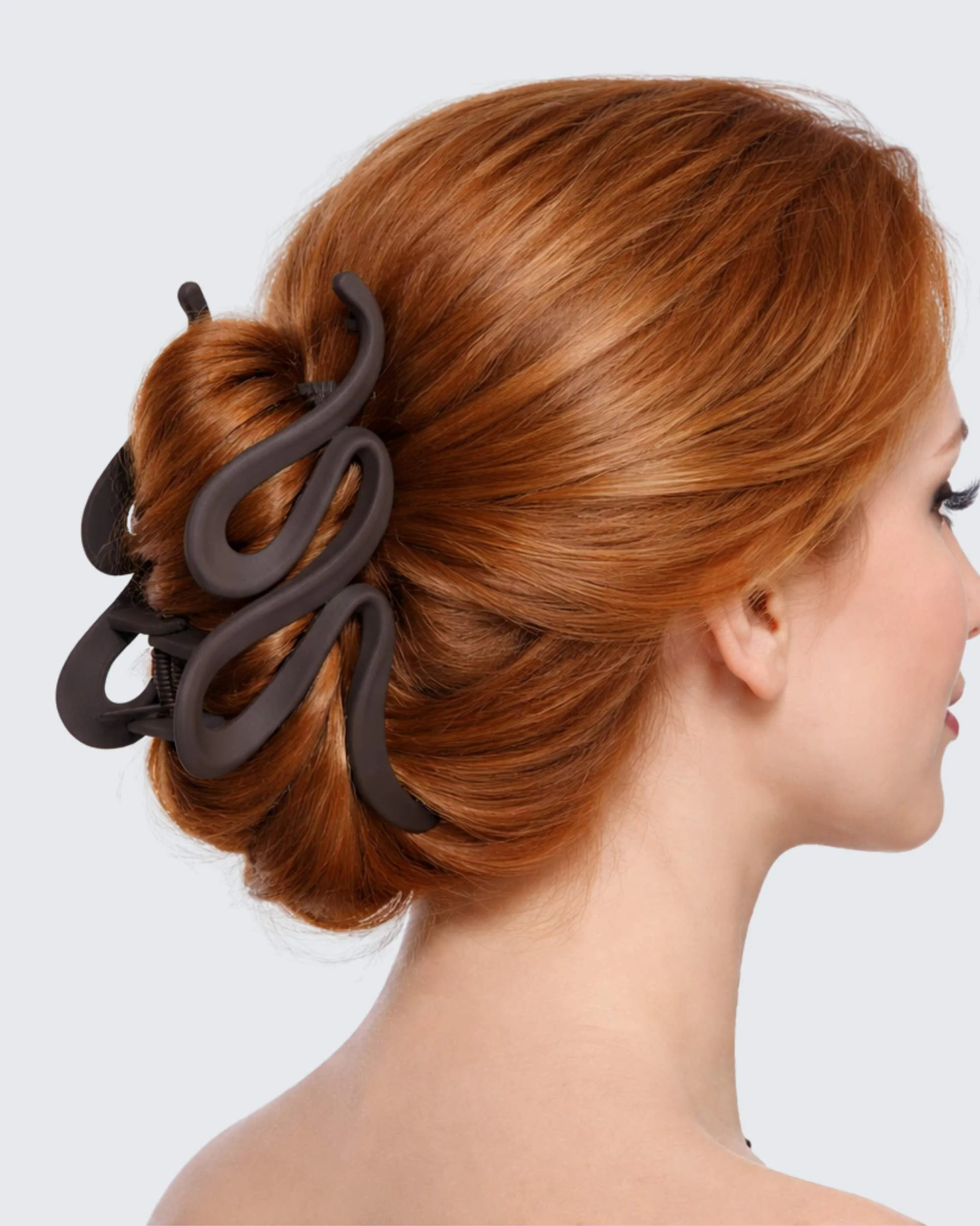 Large Claw Hair Clips, Wave, 2-Pack, Coffee/Clear - Image 3
