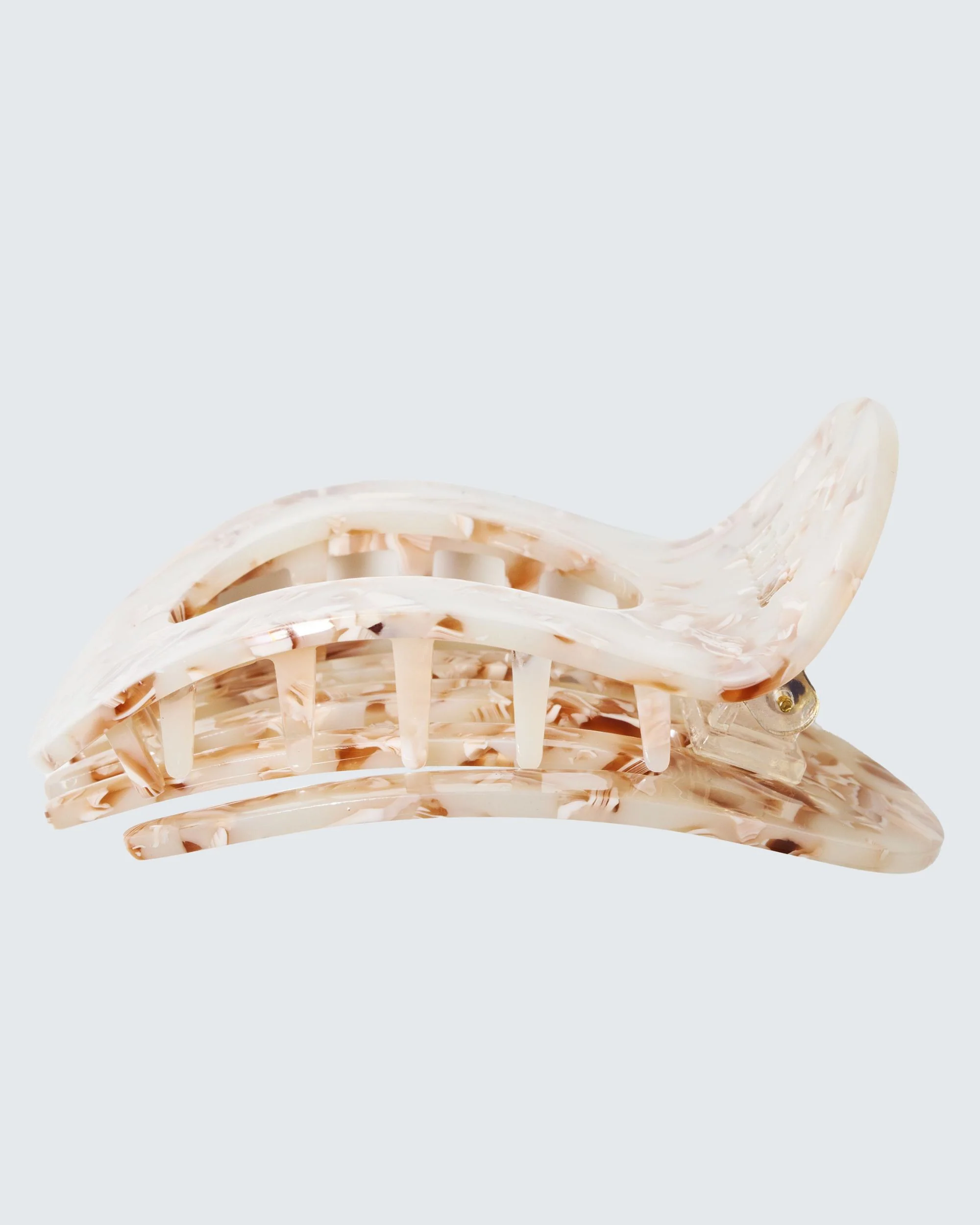 Large Flat Claw Hair Clip, Beige Shell - Image 4