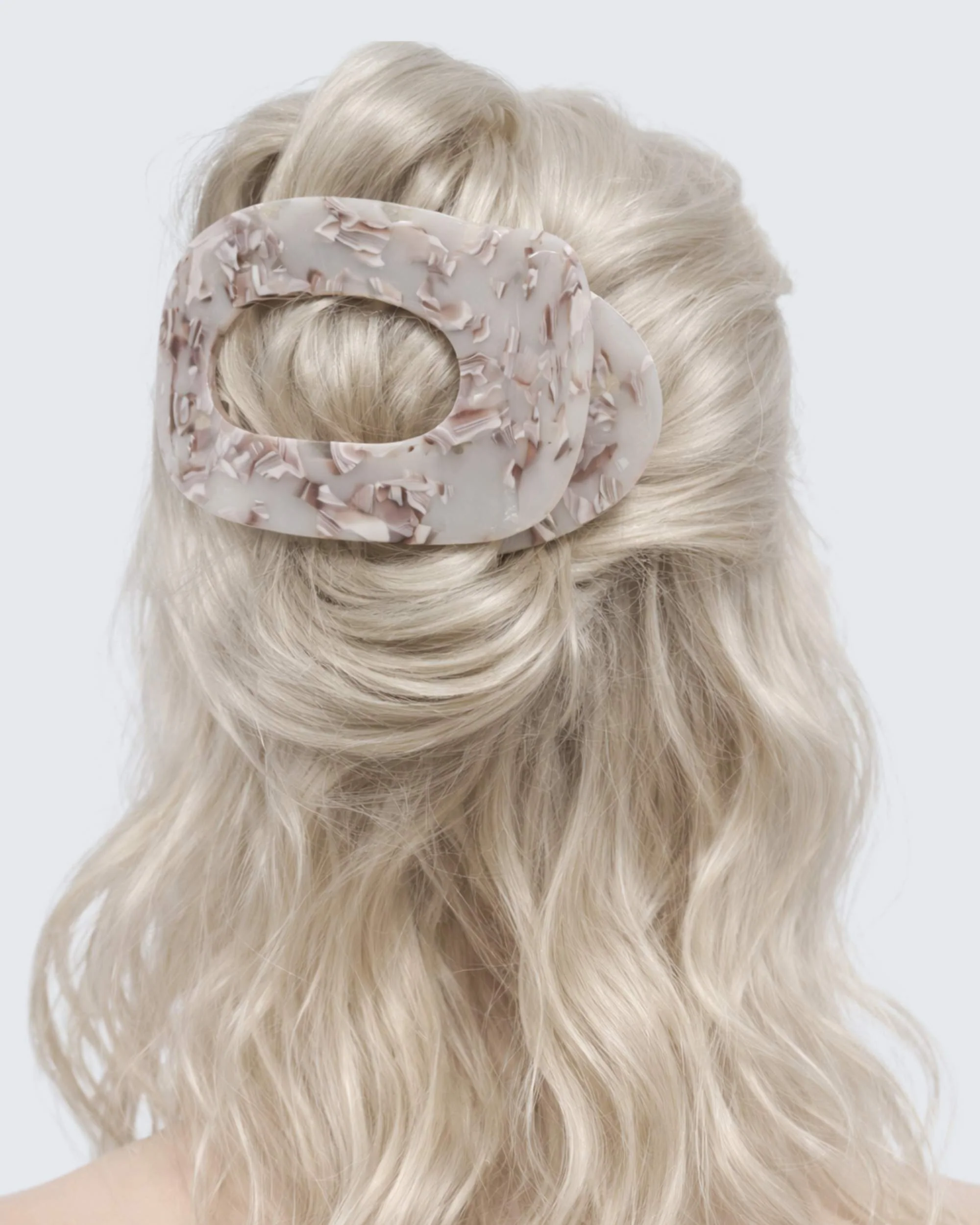 Large Flat Claw Hair Clip, Beige Shell - Image 6