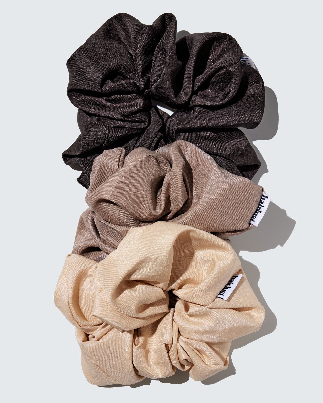 Satin Silk Scrunchies, XXL, 3-Pack, Coffee - Image 2