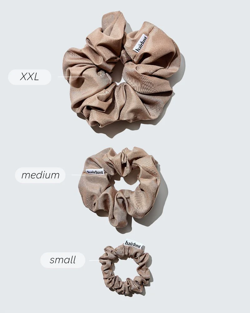 Satin Silk Scrunchies, Medium, 3-Pack, Coffee - Image 5