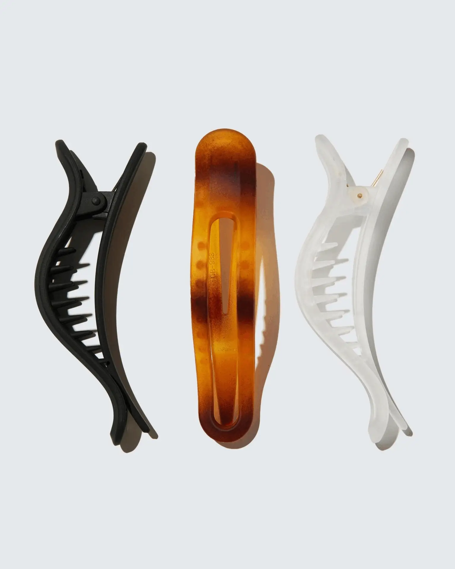 Small Flat Claw Hair Clips, 3-Pack, Amber/Black/Ivory - Image 5