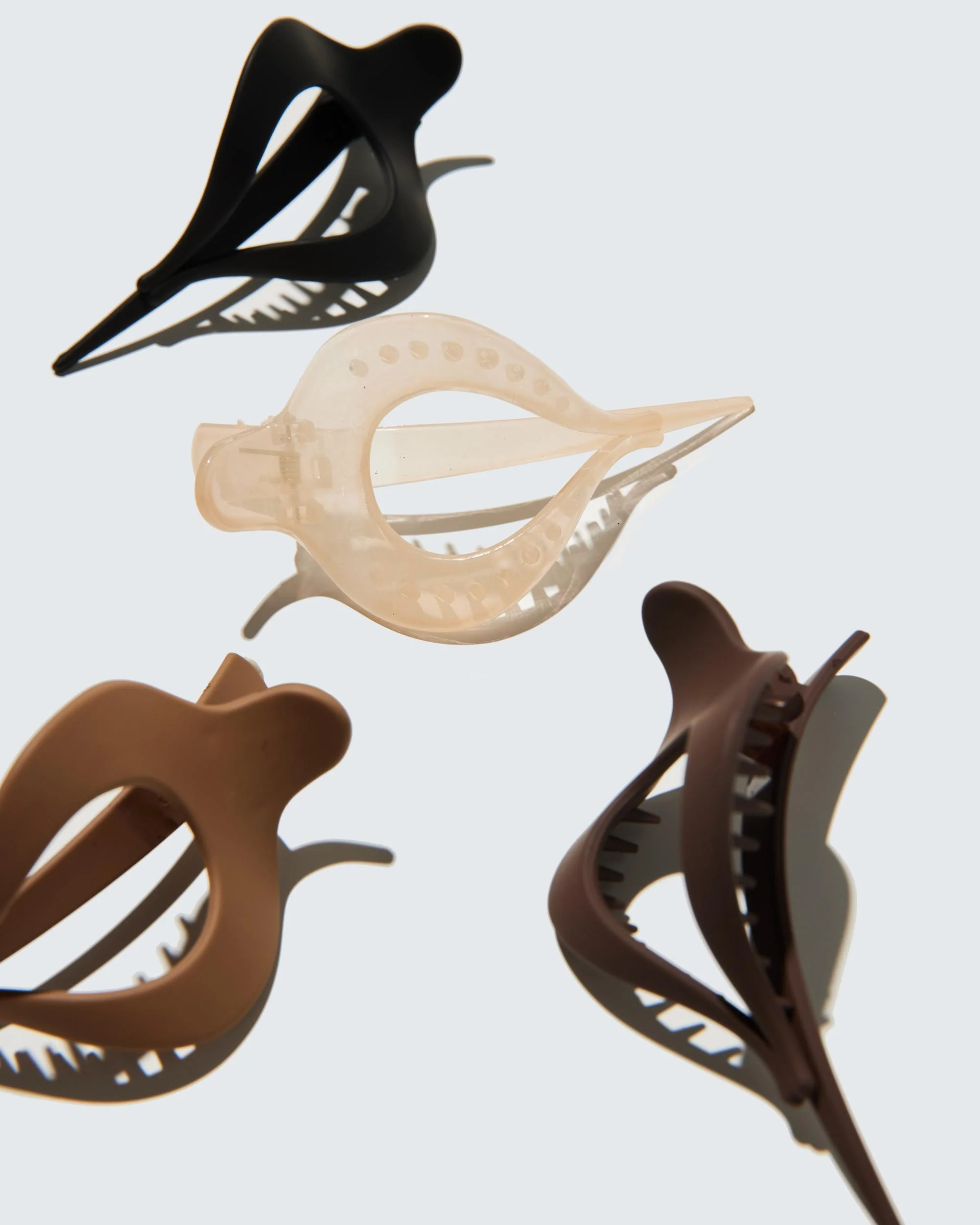 Small Flat Claw Hair Clips, Droplet, 4-Pack, Coffee - Image 3