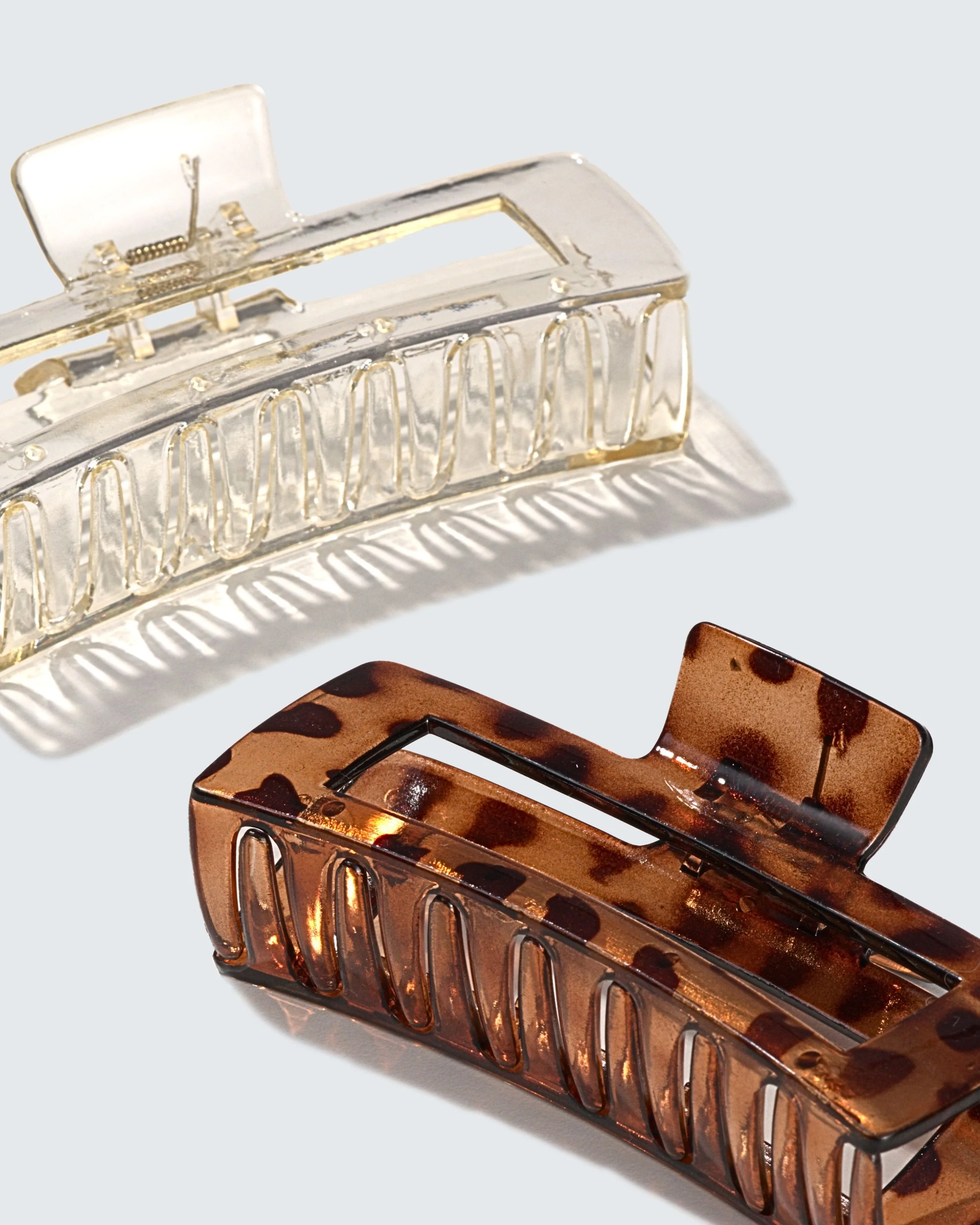 XXL Jumbo Claw Hair Clips, 2-Pack, Clear/Amber